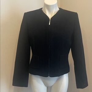 Chadwicks Black Collarless Zip-Front Blazer